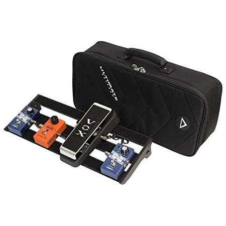 Ultimate Support GSP-300-BK Genesis Series Pedalboard, 20" x 8" + Hosa Cable CPE106 Guitar Patch Cable with Right Angle Ends - 6 inches + Rip-Tie Lite 1/2 x 6 Light-duty Strap (Pack of 10) (Rainbow)