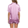 thumbnail image 6 of Ruimatai Women's Summer Pajama Set V-Neck Short Sleeve Casual Sleepwear Loose Comfortable Soft Polyester Shirt & Pants Set, 6 of 6