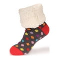 thumbnail image 5 of BambooMN Adult Women's Super Soft Warm Fuzzy Cozy Winter Socks, Beanie Pom Pom Hat and Mittens Set - 1 Set Rainbow Dots, 5 of 6