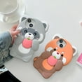 thumbnail image 6 of 3D Cute Raccoon Soft Case for iPhone 15,Cartoon Kawaii Grey Raccoon Kids Teens Girls Women Creative Character Soft Shockproof Silicone Case for iPhone 15 2023 6.1 inch 2023, 6 of 13