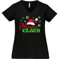 thumbnail image 3 of Inktastic Mama Claus with Christmas Santa Hat and Snowflakes Women's Plus Size V-Neck T-Shirt, 3 of 5
