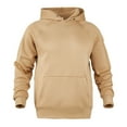thumbnail image 3 of ZHOUCHANKIDS Mens Autumn and Winter Letter Oversize Loose Hooded Pullover Sweater Top Blouse Coat Khaki 3X-Large, 3 of 9