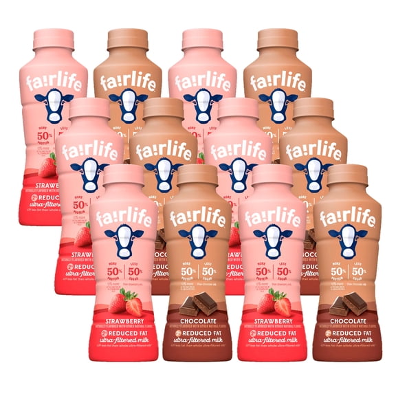Fairlife YUP! Variety Pack - Rich Chocolate & Very Strawberry - 16g Protein, All Natural Flavors, Low Fat Ultra Filtered Milk Rich, 14oz (Pack of 12) By World Group Packing Solutions
