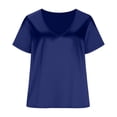 thumbnail image 4 of Gytharion Women's Satin Tops Elegant Solid Short Sleeve Silk T-Shirts Business Casual V-Neck Dressy Blouses for Women, 4 of 6