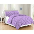 thumbnail image 2 of 5 Piece Pinch Pleated Pintuck Duvet Cover Set With Zipper Closure , 100% Egyptian Cotton, 400 Thread Count, Extra Smooth and Luxirous, Lavender Solid, Cal King Size., 2 of 5