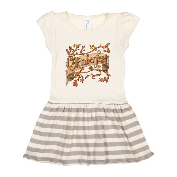 Inktastic Oktoberfest Banner with Orange Autumn Leaves Gift Toddler Girl Dress