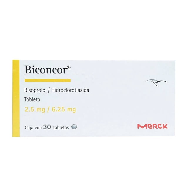 Biconcor Bisoprolol 2.5 mg, Hidroclorotiazida 6.25 mg 30 tabletas