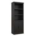 thumbnail image 1 of Qinaqin 5-Tier Farmhouse Bookshelf con Gabinete y cm de Profundidadoors 3 Abierto Shelves 2 Almacenamiento Cabinets para Living Sala Oficina en Casa Dormitorio (Black), 1 of 7