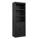 thumbnail image 1 of 5 niveles estilo rural estante con gabinete y doors - 3 abiertos estantes y 2 almacenamiento cabinets para sala de estar, oficina en casa, y dormitorio (negra), 1 of 8