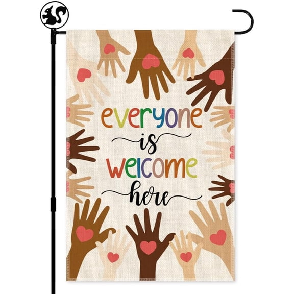 Everyone Is Welcome Here Garden Flag, Double Sided Outdoor Farmhouse Lawn Yard Flag Decor, Equality Diversity Flag, Subtle Pride Ally Flags, LGBTQ Gifts, Trans Rights Flags, Pride Month Gifts