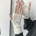 thumbnail image 5 of YUUZONE Half Finger Gloves for Typing Winter Knitted Gloves with Thumb Holes Women Half Finger Mittens Stretchy Warm Gloves, 5 of 17