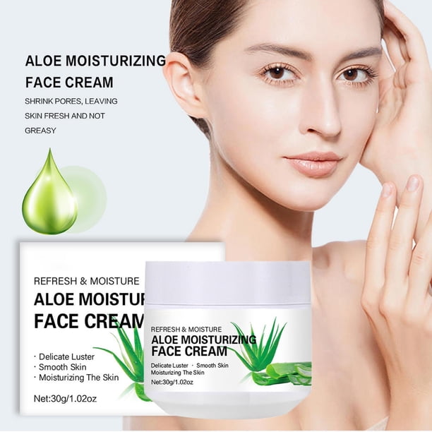 Crema Facial de Aloe | Crema hidratante y refrescante para pieles secas, deshidratadas y sensibles | Extracto de Aloe, Glicerina | Mejora la elasticidad de la piel | Tarro de 30g | Todo tipo de