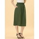 thumbnail image 3 of Falda de algodón de cintura elástica vintage campesina Allegra K ejercito verde M, 3 of 5