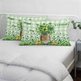 thumbnail image 3 of St. Patrick's Day Pillow Covers, Linen Long Throw Pillow Case, Spring Botanical Clovers Coin Green Check Holiday Pillow Protector Decorative Cushion Cover for Living Room/Bedroom 20" x 30", 3 of 8