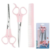 Hair Cutting Styling Kit, Pink Stainless Steel Professional Barber Salon 6.7" Shears Thinning Scissors Comb Essentials