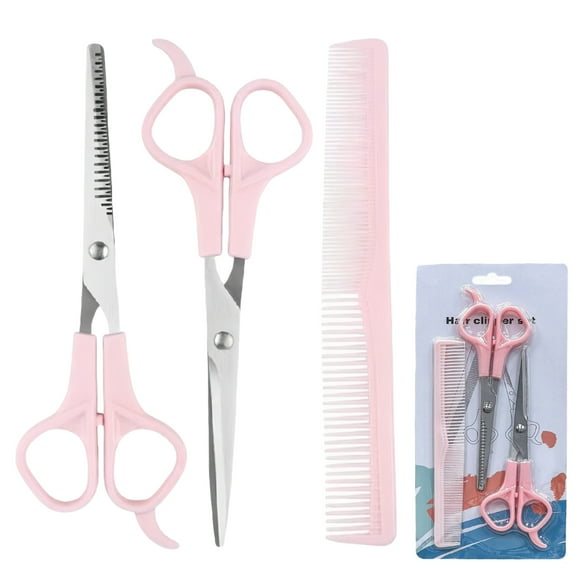 Hair Cutting Styling Kit, Pink Stainless Steel Professional Barber Salon 6.7" Shears Thinning Scissors Comb Essentials