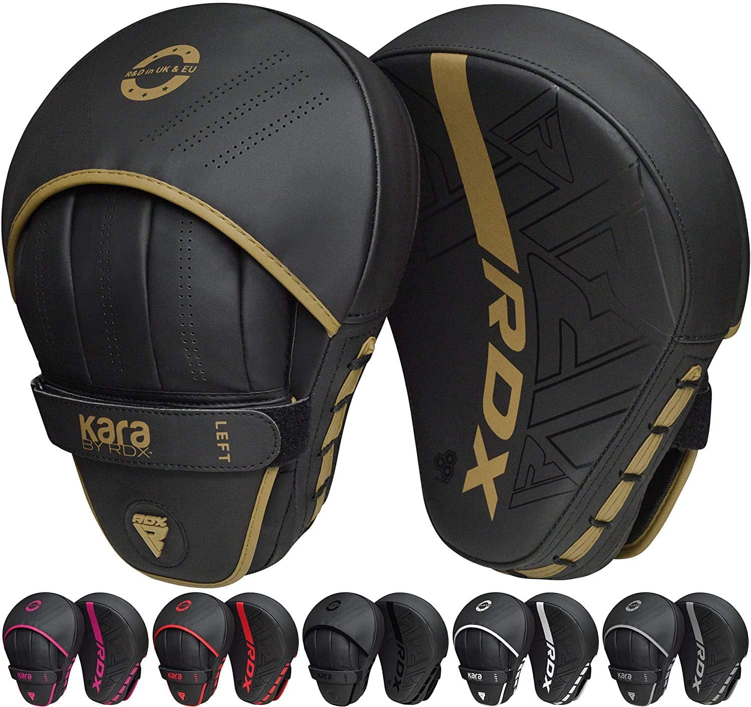 PAIR CURVED PADDED PUNCH MITTS Meister MMA Focus Training Boxing Target Pads 