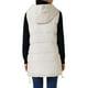 thumbnail image 3 of Chaleco largo de plumas sin mangas con capucha para mujer INSPIRE CHIC, invierno, con bolsillos, color beige, 3 of 6