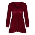 thumbnail image 3 of QIPOPIQ Robe à Manches Longues pour Femme à Col en V Robe Décontractée Robe à Col en V à Manches Longues Robe Longue à Taille Liquidation, 3 of 8