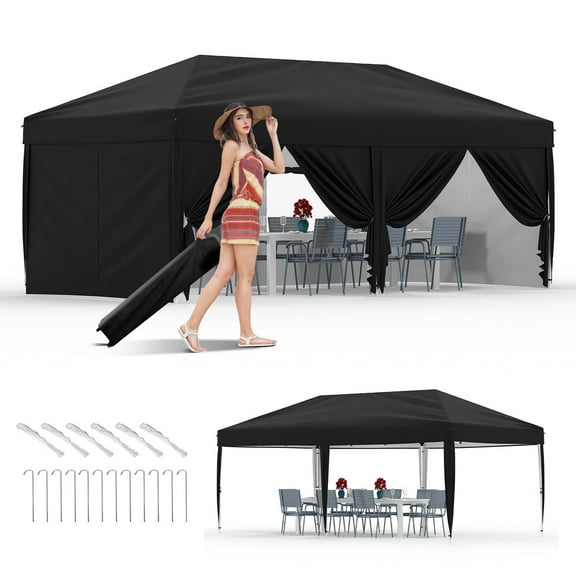 Soonbuy 10'x20' Instant Pop-Up Canopy Tent, 6 Removable Sidewalls