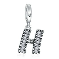 925 Sterling Silver Charm for Bracelets Letter H Pendant Name Initial Aphabets Birthday Charm Women Bracelet Charm