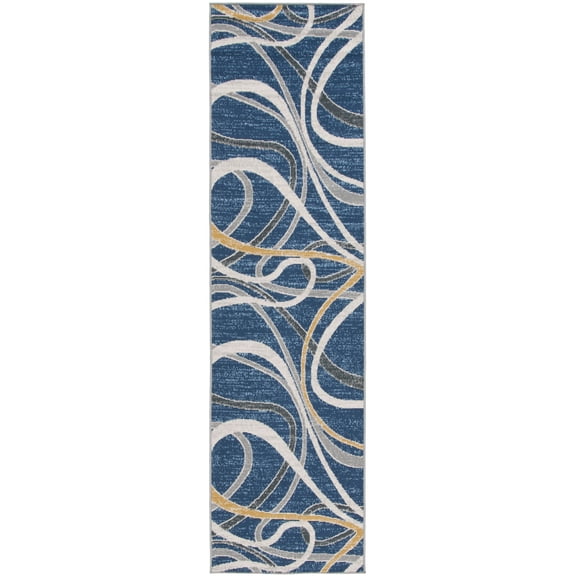 SAFAVIEH Odyssey Dymphna Modern Runner Rug, Blue/Gold Ivory, 2'2" x 8'