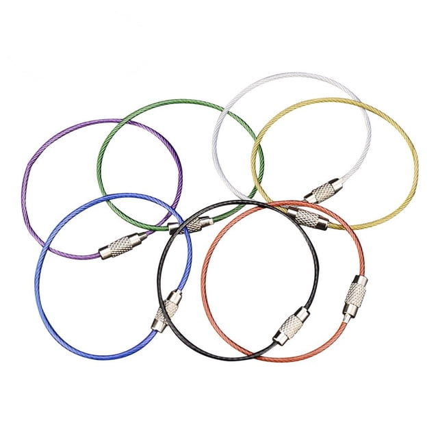 HAMPPLIES 7Pcs Stainless Steel Wire Chain Keyrings Assorted Colors Easy to Use Heavy Duty for Keys