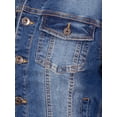 thumbnail image 5 of Made by Olivia Women's Solid Button Down Long Sleeve Classic Outerwear Cropped Denim Jacket, 5 of 5