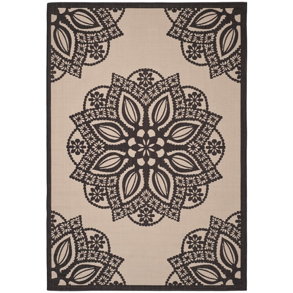 Safavieh Courtyard Millicent Medallion Indoor/Outdoor Area Rug, Beige/Black, 9' x 12'