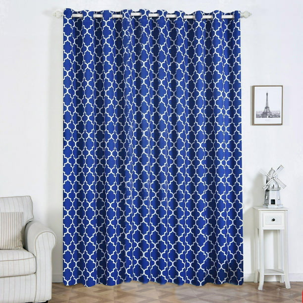 White Royal Blue Blackout Curtains, Blue Print Curtains