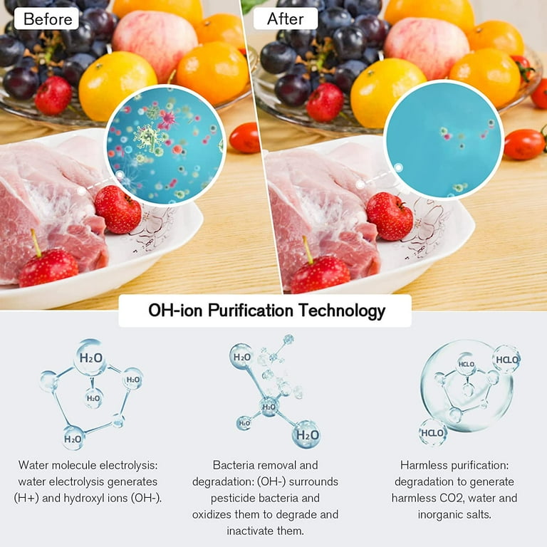 NEESMOCO Fruit Cleaner, Vegetable Purifier, Using Water-Hydroxyl Water Ion  Purification Technology, Fruit Washer Device in Water, Fruit and Vegetable