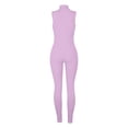 thumbnail image 4 of SRZYMJ Womens Bodycon Ribbed Jumpsuit Sleeveless Zipper Neck Skinny Long Pants One Piece Romper Outfit, 4 of 6