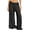 Black, variant on Womens Crochet Swimsuit Coverup Pants High Waisted Drawstring Sexy Sheer Mesh Knit Wide Leg Beach Pants