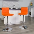 thumbnail image 3 of Flash Furniture Vincent 2 Pack Modern Orange Vinyl Adjustable Bar Stool with Back, Counter Height Swivel Stool with Chrome Pedestal Base, 3 of 15