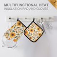thumbnail image 4 of Yayeee Oven Mitts and Pot Holder Set of 2 Heat Resistant Kitchen Gloves Baking Hot Pad, Watercolor Sunflowers, 4 of 5