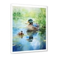 thumbnail image 2 of Designart "Reflections Duck Pond Serenity II" Animals Framed Wall Art - Traditional Blue Duck Living Room Framed Canvas Art, 2 of 6