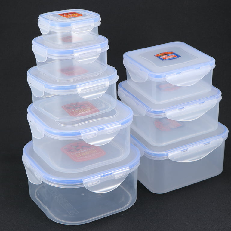 Lunch Box 8 Pcs Plastic Mini Lunch Box Fresh-care Eco-Friendly Food Storage Container (5 in 1 Kit + 3 in 1 Kit), Adult Unisex, Size: 18x9 cm