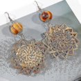 thumbnail image 4 of Wooden Straw- Weave Rattan Vine Braid, Geometric Long, Drop Earrings, 4 of 4