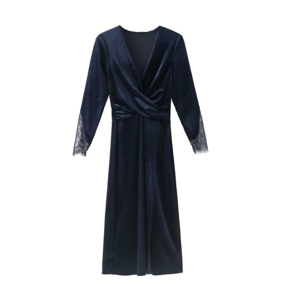 Elegante vestido de terciopelo azul oscuro con Costa Rica Ubuy