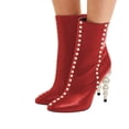 thumbnail image 4 of YDN Women Studded Pearls Slim High Heel Booties Pointed Toe Side Zipper Ankle Boots Fashion Dressy Party Shoes Size 7 Red, 4 of 5