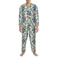 thumbnail image 3 of Naloa Dinosaurs And Leaves Men’s Pajamas Set - Long Sleeve Button Down Sleep Shirt and Pajama Bottoms Sleepwear Set-X-Large, 3 of 7