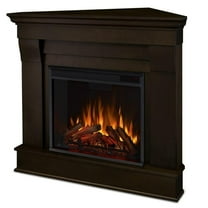 Kingfisher Lane Traditional Wood Espresso Electric Corner Fireplace