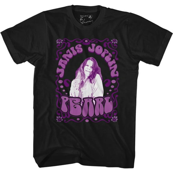 Janis Joplin Pearl Black Adult T-Shirt Xl