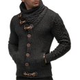 thumbnail image 3 of Suéter de cuello alto de invierno para hombre, de color sólido, botón de punto hacia abajo, delgado C Feliz Sencillez, 3 of 4