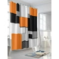 thumbnail image 3 of Orange Black Patchwork Shower Curtain, Abstract Retro Art Waterproof Shower Curtain Set with 12 Hooks Lightweight Washable Fabric Shower Curtains for Bathroom 36x72 Inches, 3 of 6