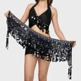 thumbnail image 6 of Women's Sparkly 2Pcs Belly Dance Outfits Sequin Tassel Bra Crop Top with Fringe Hip Scarf Sets Sexy Latin Dress, 6 of 6