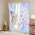 thumbnail image 3 of Manfei Blue Pink Butterfly Black Out Curtains, Romantic Dreamy Animal Curtains Pack of 2 (42x63 Each), Teens Girls Kids Female Bedroom Curtains, Window Curtains Decor, 3 of 6
