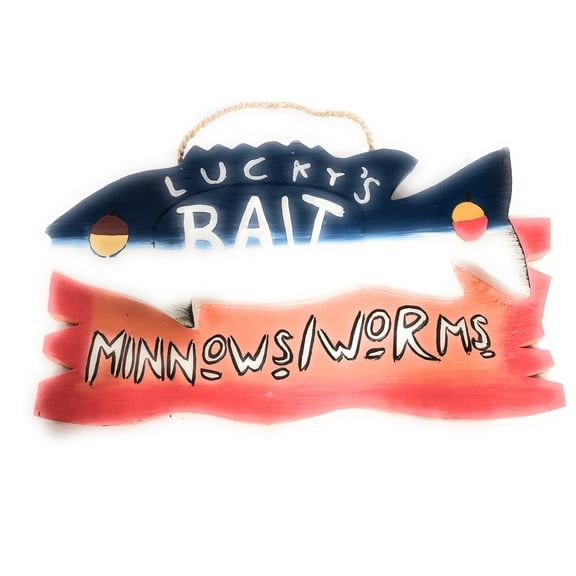 Lucky's Bait, Minnows-Worms Sign 14" - Lake Cabin Decor | #dpt520735