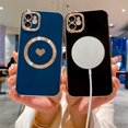 thumbnail image 4 of for iPhone 11 Case Compatible with MagSafe, Luxury Love Heart Soft Phone Case, Full Camera Lens Protection Magnetic Case for iPhone 11 for Women Girls (6.1") - Blue, 4 of 10