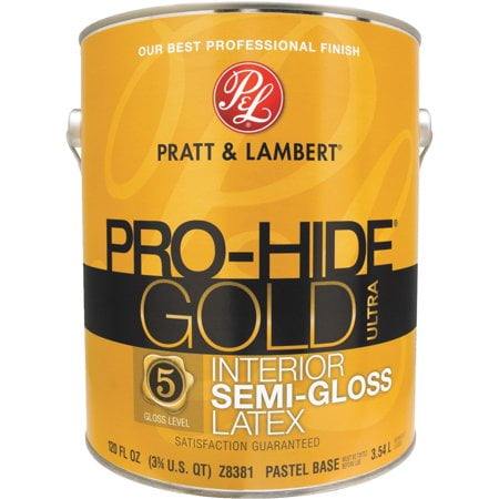 Pratt & Lambert Pro-Hide Gold Ultra Z8380 Z8381-16 Interior Paint, Semi-Gloss, Pastel Base, 1 gal
